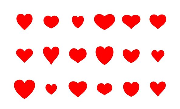 Red heart shape icon set