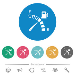 Fuel gauge flat round icons