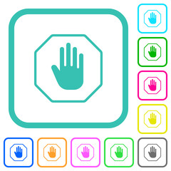 Octagon shaped stop sign outline vivid colored flat icons