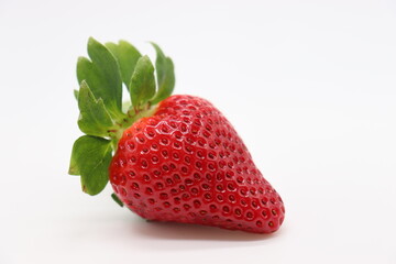 strawberry with leaf on white background