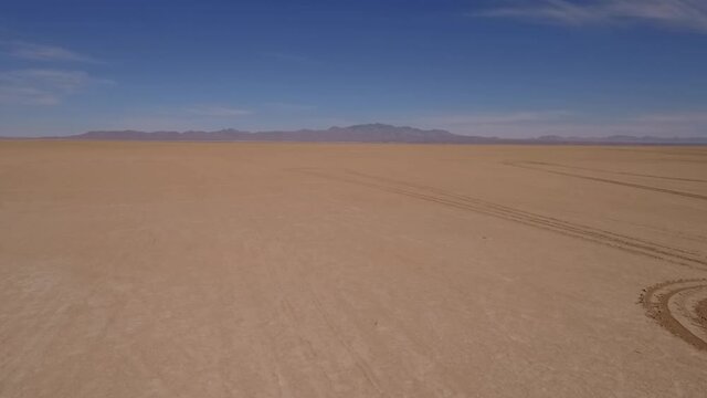 Aerial of a desolate dry desert lake in Arizona