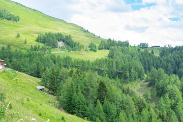 Obraz premium Alpine mountains in Austria. Grosglockner road in fog