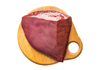 raw liver pork, beef offal meat healthy meal food snack on the table copy space food background rustic top view