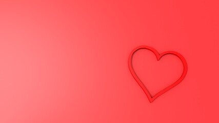 3d rendered heart isolated on red background. Preparing for Valentine's day. 