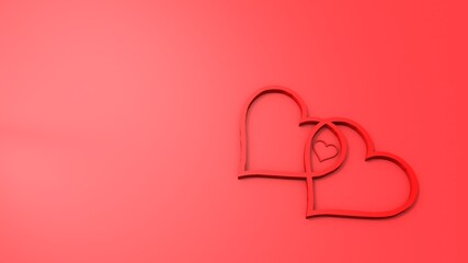 3d rendered heart isolated on red background. Preparing for Valentine's day. 