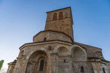 The Saint-Just de Valcabrère basilica is a Romanesque building from the 11th and 12th centuries, in Valcabrère, Haute Garonne, Occitanie, France - obrazy, fototapety, plakaty