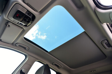 Panoramic sunroof in a passenger car - 480960360