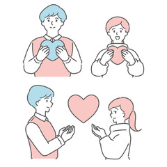 ハートを贈る仲良しカップルの上半身セット