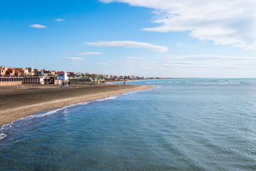 Winter seascape in Ostia beach along the Roman coast (Rome, Italy).
