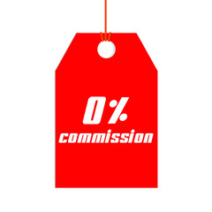 Red label with zero number and  percent sign 