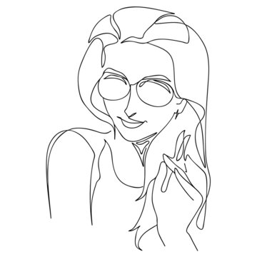 Abstract female woman, drawing with one continuos line. Fashion art