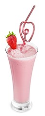 Fresh sweet smoothie with strawberry in a glass