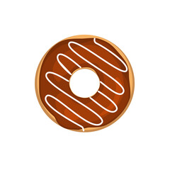 Donut with chocolate icing and colored sprinkles. Vector illustration isolated on white background