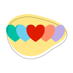 5 hearts colored with rainbow colors. Relationship,Love,satisfaction,   concept. vector illustration