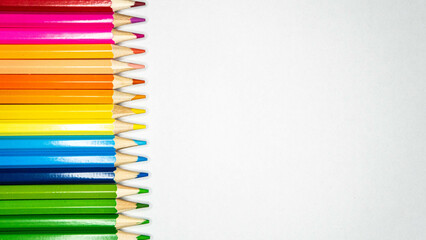 color pencils on white background