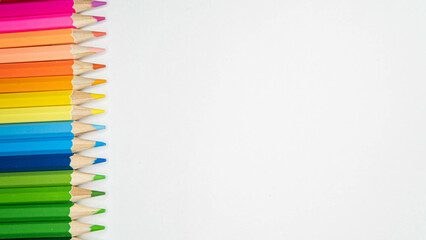 color pencils on white background