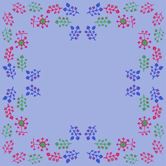 Decorative  colored branches with triangle seeds. Hand drawn.