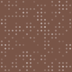 Abstract seamless geometric pattern. Mosaic background of white circles. Evenly spaced  shapes of different color. Vector illustration on brown background