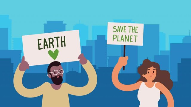 couple of ecologists on the city animation