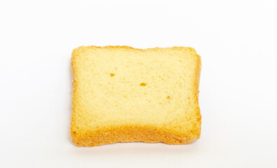 a slice of toasted bread isolated on a white background