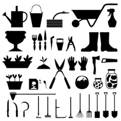 Garden tools icon set