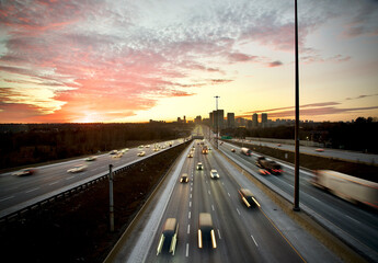 Fototapeta premium Vehicles on Highway 401