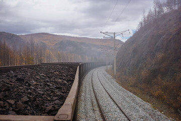 Traveling on a freight train with coal along the Baikal-Amur Mainline