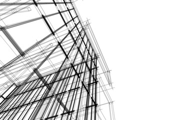 black and white architecture building vector drawing
