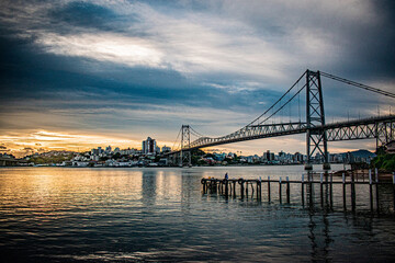 bay bridge at sunset