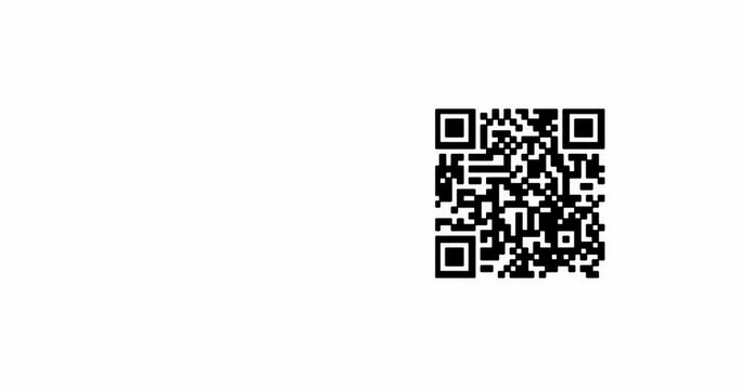 QR code scanning with smart phone on white background with copy space 4K animation