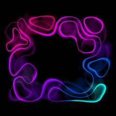 Neon frame with smoke effect. Abstract Background with electric stains.