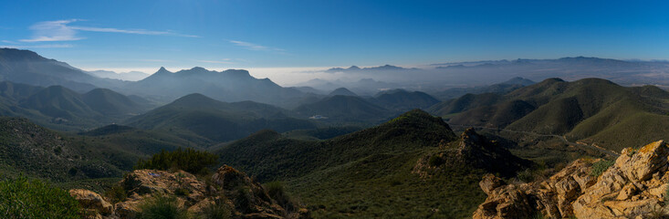 Naklejka premium panorama view of semi-desert mountain landscape in southern Spain