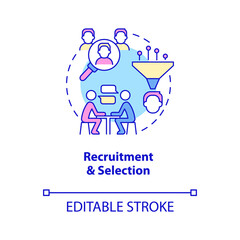 Recruitment and selection concept icon. Checking candidates. HR management abstract idea thin line illustration. Isolated outline drawing. Editable stroke. Roboto-Medium, Myriad Pro-Bold fonts used