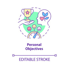 Personal objectives concept icon. Human resources management abstract idea thin line illustration. Isolated outline drawing. Editable stroke. Roboto-Medium, Myriad Pro-Bold fonts used