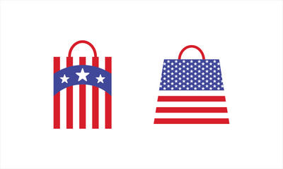 Fototapeta premium American Flag bag icon symbol design vector illustration template
