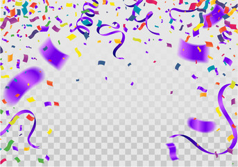 Happy Birthday purple celebration background with confetti.