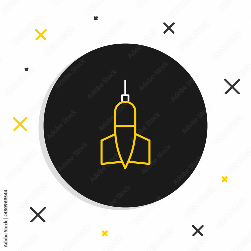 Sticker Line Dart arrow icon isolated on white background. Colorful outline concept. Vector