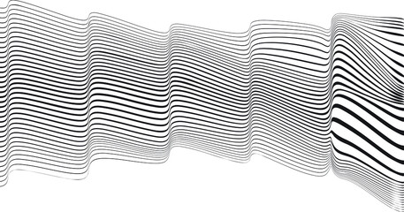 Abstract flow lines background . Fluid wavy shape .Striped linear pattern . Music sound wave . Vector illustration