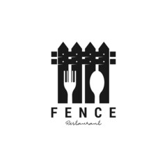 Fence logo design inspiration with spoon and fork logo. restaurant logo design vector