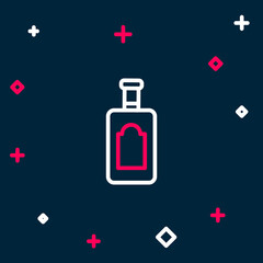 Line Whiskey bottle icon isolated on blue background. Colorful outline concept. Vector