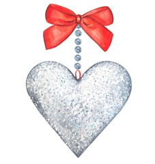 Watercolor vintage heart clipart isolated on white background.