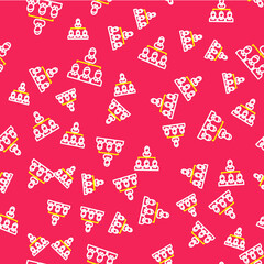 Line Business hierarchy organogram chart infographics icon isolated seamless pattern on red background. Corporate organizational structure graphic elements. Vector