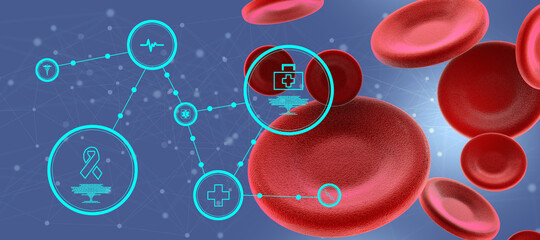 3d rendering red streaming blood cells background
