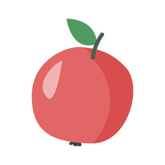 Simple red apple illustration. Vector image isolated on white background.