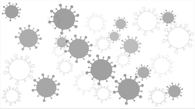 Animated rectangle background of grey and white germs covering entire frame. Germs grow larger as video plays. Sickness, unhealthy, pandemic. COVID-19.