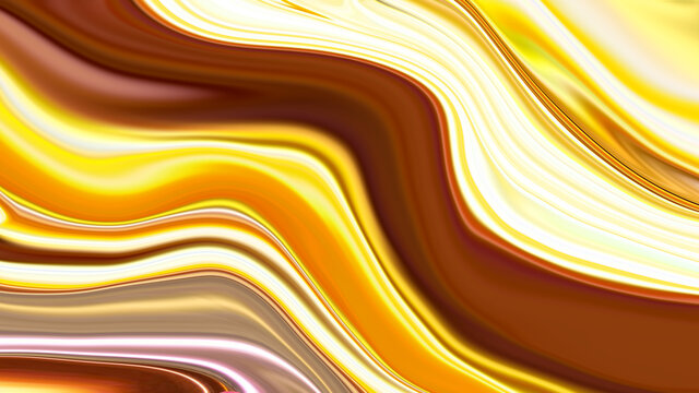Abstract Yellow, Brown Background Flowing Art.