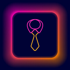 Glowing neon line Tie icon isolated on black background. Necktie and neckcloth symbol. Colorful outline concept. Vector