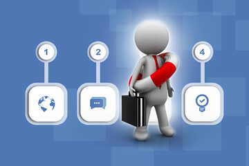 3D illustration First Aid Kit with lifebelt holding doctor
