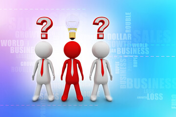 3d rendering business leadership holding questionmark
