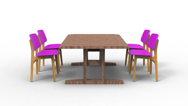 four pink cafe chair with shadow 3d render